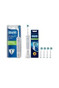 OralB D100 Cross Action Beyaz Şarjlı Diş Fırçası+cross Action 4'lü Yedek