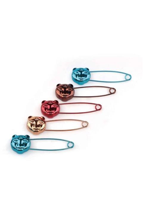 RENGİNN Aslan Kabartmalı Metalize Çengelli Iğne 5,5 Cm 5'li