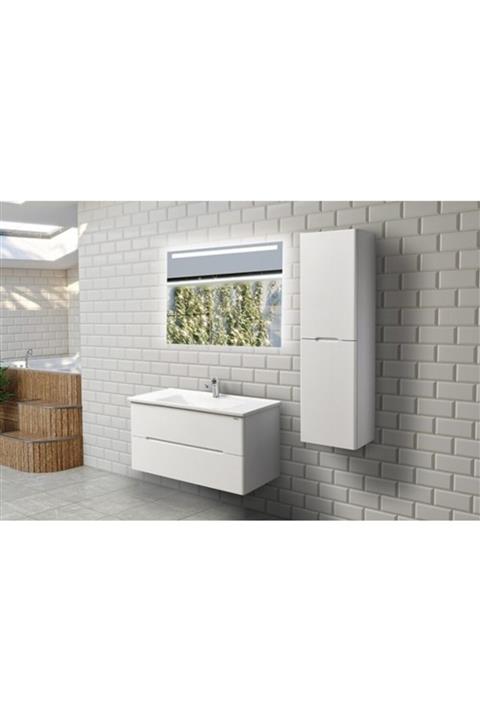 Obenimki Bagnotti Carina Mat Beyaz Lake Banyo Dolabı (100 Cm.)