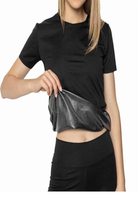 alorez Kadın Siyah Termal Sauna Etkili Sweet Sweat Tshort Kısa Kollu Üst