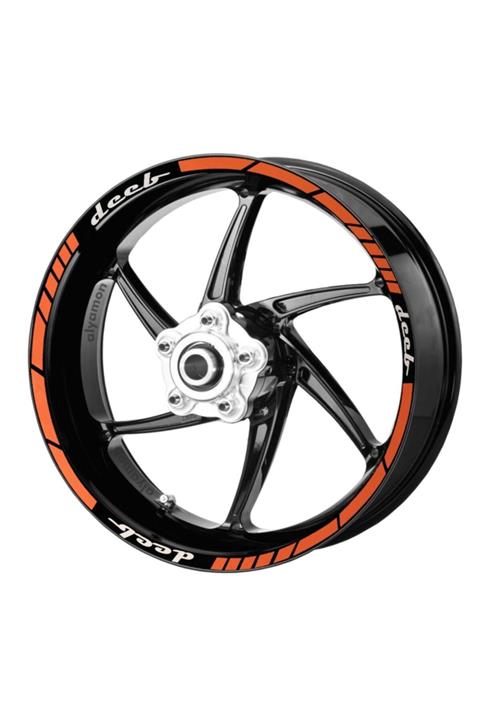 Deeb Motosiklet Jant Şeridi Universal Turuncu Beyaz Model X