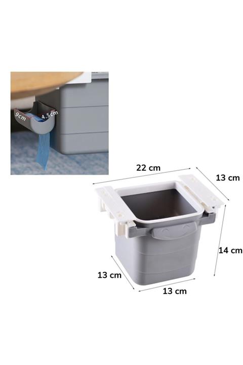 5DM Mini Masa Çöp Kovası Plastik Tezgah Altı Geri Çekilebilir Yapışkanlı Görünmez Bölme Pratik