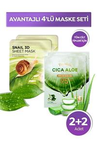 Missha Salyangoz Salgısı Özü ve Aloe Vera İçeren  Nemlendirici Yaprak Maske Seti