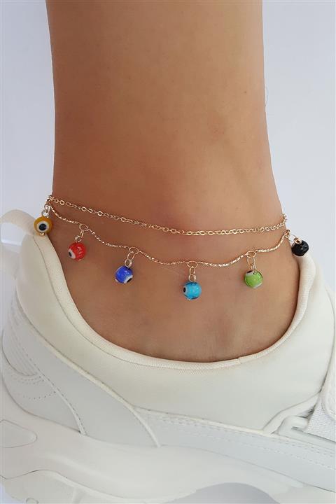 Lenaca Çelik Cam Nazar Boncuklu Halhal