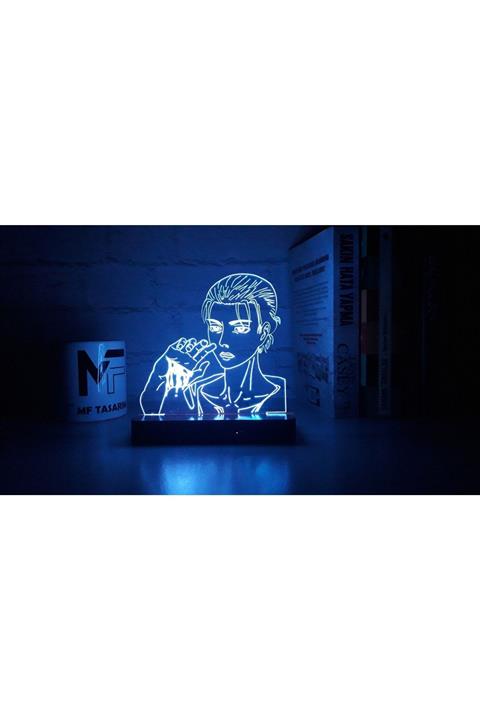 MF TASARIM Attack On Titan Eren Jaeger Anime Dekoratif Masa Lambası