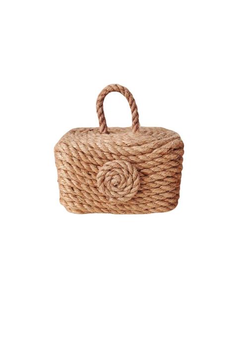 Tecimevi Dekoratif Dörtgen Beton Kapı Stoperi Halat Jüt İp 1500 gr