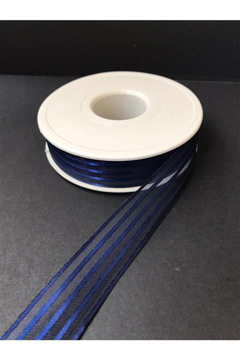 DEMİRTAŞ KALIP Gece Mavisi Saten Çizgili Şifon Kurdele 2,5cm* 25m Hilton Kurdele