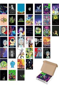 Postifull Rick And Morty Duvar Poster Seti - Kolaj Set - 40 Adet - Kalın Kuşe Kağıt - 10cm*14cm