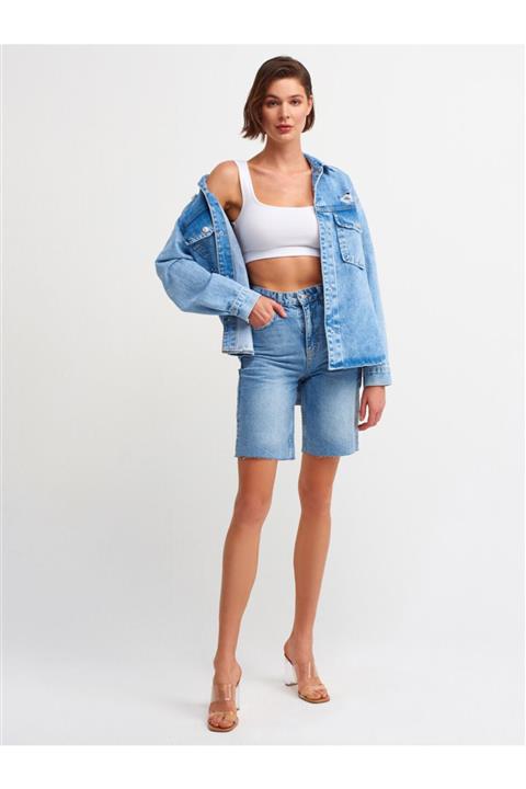 Dilvin 4378 Dikişsiz Uzun Şort-mavi