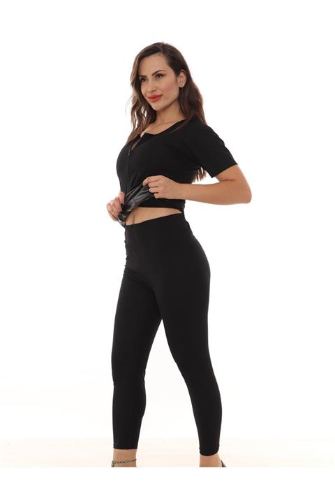 crıtıcman Unisex Orijinal Termal Sauna Maksimum Terleten Termal Fermuarlı Kısa Kollu Tayt Sauna Takımı