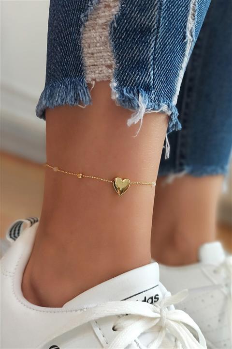 Çlk Accessories Kristal Minik Boncuk Detay Kalp Figür Halhal Trhalhal4089 B31503