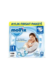 Molfix Yenidoğan 108 Adet Bebek Bezi + 1 Adet Izotonik Sulu Islak Mendil