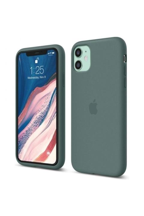 KVK PRİVACY Iphone 11 Logolu Lansman Çam Yeşil Kılıf Altı Kapalı Iç Kısmı Kadife
