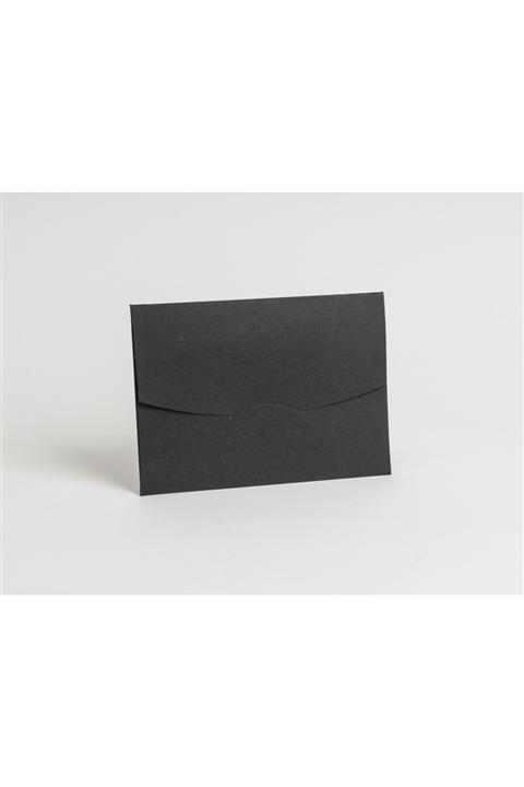 ARTİMED Siyah Yatay Oval Kapaklı Davetiye Zarfı 100 Adet 14 × 20 cm