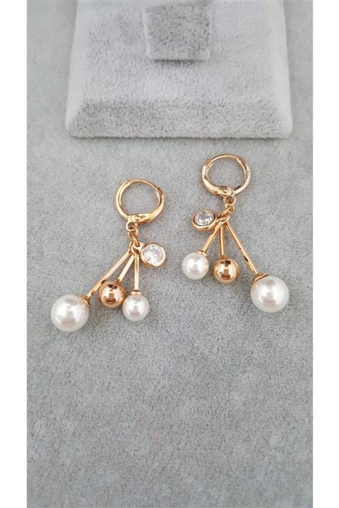 Lenaca Zirkon Taşlı Sallantılı Inci Halka Küpe