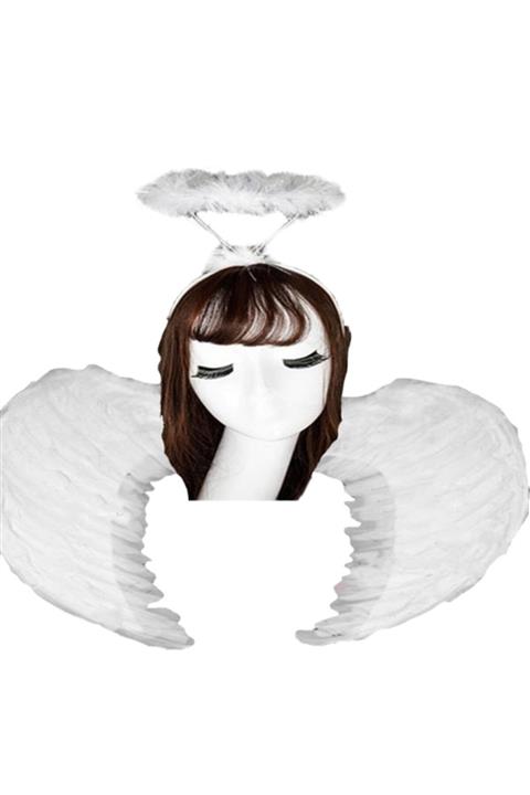 NARGO Melek Kanadı Ve Taç Seti Beyaz Renk