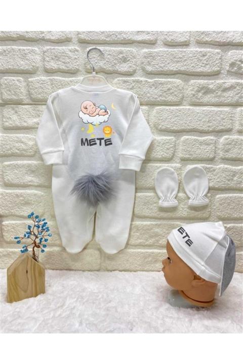 BY TUNA DESİGN Mete Isimli Tavşanlı Tulum Set Baskılı