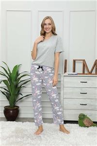 modalove Kadın Desenli Mevsimlik Tek Pijama Altı