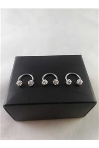 Takıparkxs 316l Cerrahi Çelik Üçlü Set (8mm) Shambala Taşlı Septum Piercing