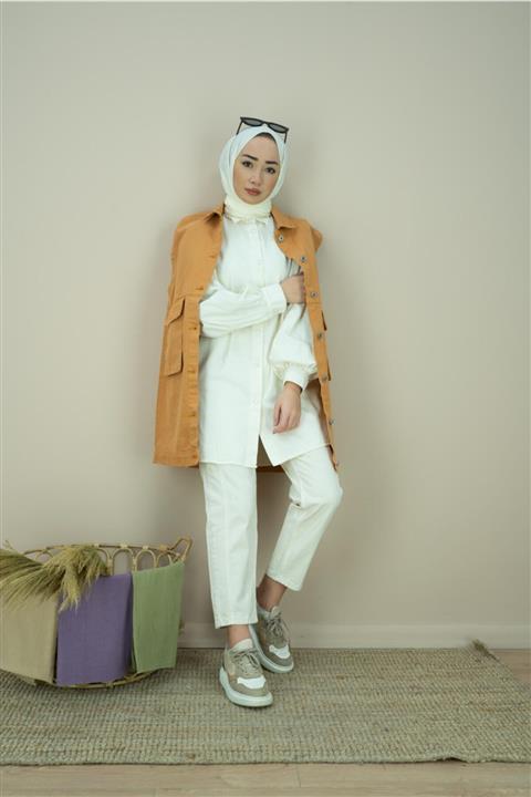 KAMİL KESKİN Kadın Balon Kol Kot Gömlek