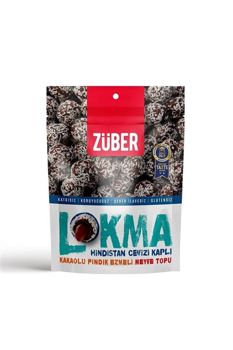 Züber Lokma Hindistan Cevizi Kaplı Kakaolu Fındık Ezmeli Meyve Topu Atıştırmalık 96gr 6 Adet