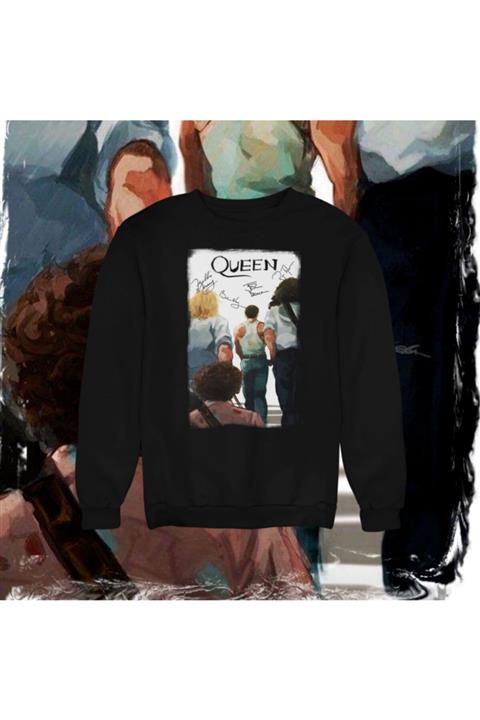 playbackmoda Akiki Tasarım Queen Imzalı Konsere Doğru Yağlı Boya Ilüstrasyon Sweatshirt