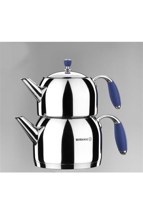 KORKMAZ Flora Mavi Maxi Çaydanlık Takımı