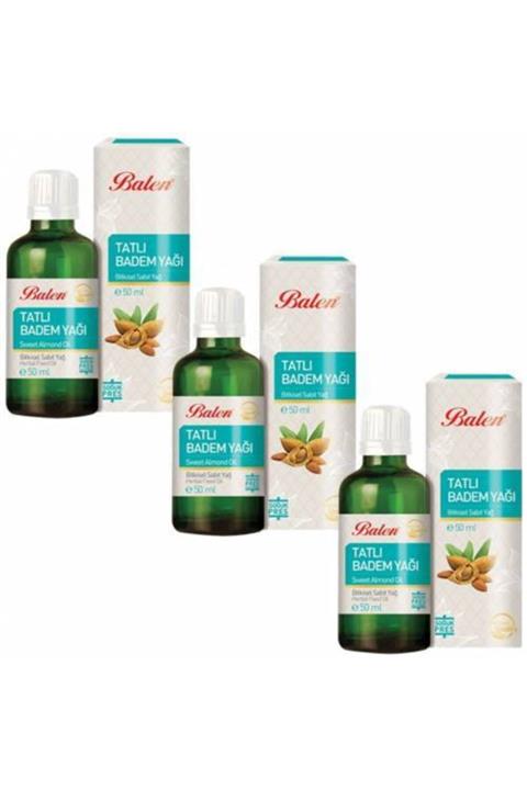 Balen 3 Kutu Tatlı Badem Yağı 50 ml Doğal Soğuk Pres Içilebilir Bitkisel Sabit Yağ