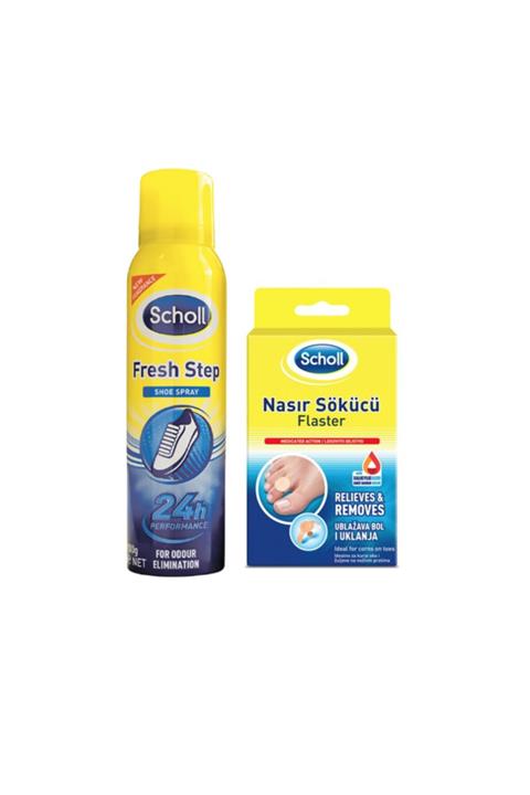 Scholl Koku Ve Islaklığa Karşı Koruma Sağlayan Ayakkabı Spreyi 150ml + Nasır Sökücü Flaster 8 Adet