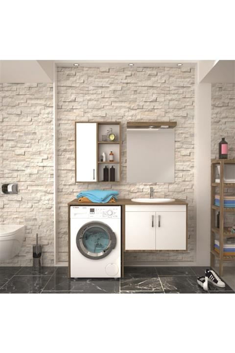 DENKO Omega 140 Cm Mdf Banyo Dolabı Takımı