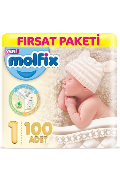 Molfix Dev Beden Yeni Doğan 100 Adet Bebek Bezi 2-5 kg