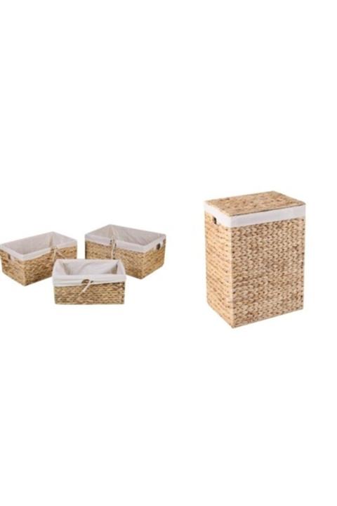 Home Naturel Çamaşır Sepeti Ve Düzenleyici  3lü Set