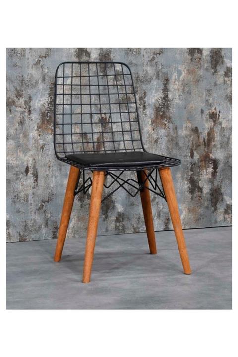 rmz Tel Sandalye Deri Döşemeli Ahşap Ayaklı 6'lı Linza Life