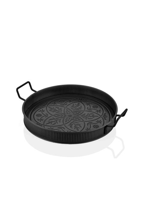 The Mia Galvaniz Tepsi 47x37 Cm Siyah