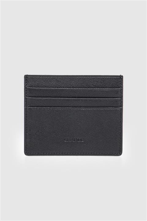 Grande 3614 Hakiki Deri Yatay Premium Süper Slim Kartlık Safiano Siyah