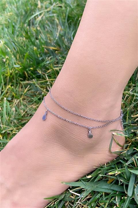 Jineps Paslanmaz Çelik Ananas Figürlu Halhal Gümüş Renk 00202