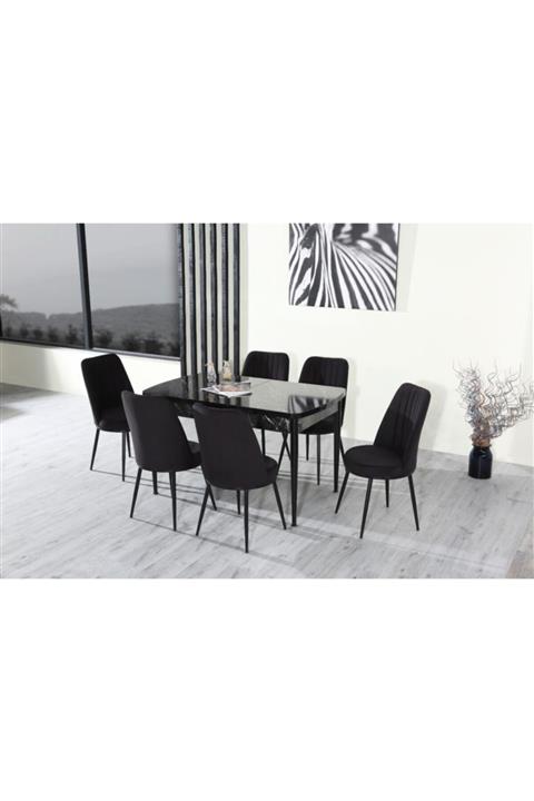 MYMASSA Elit Trend Bendir Açılır Mutfak Masası Takımı - Mutfak Masa Takımı 6 Sandalyeli