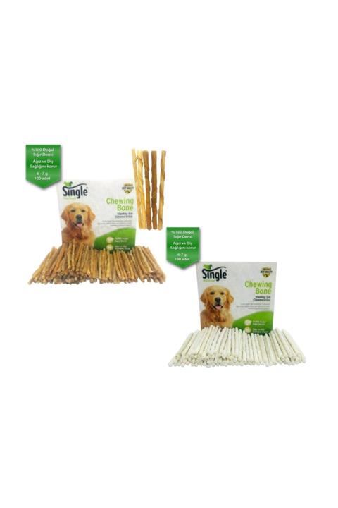 SINGLE Kemik Burgu Çubuk Karışık Paket Beyaz Ve Naturel 12 Cm 6 Gr 100 Lü (2 Adet)