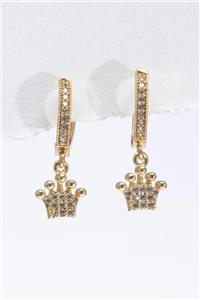 New Obsessions 18 K Altın Kaplama Crown Sallantılı Küpe