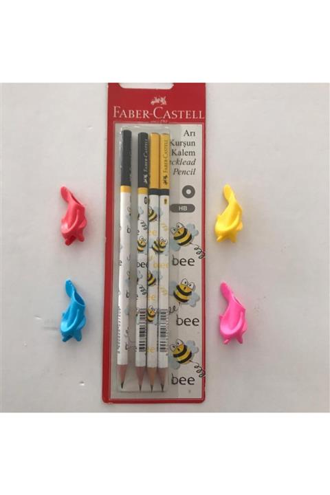 Faber Castell Arı Figürlü Kurşun Kalem Ve Balık Şekilli Kalem Tutacağı 4'lü Set