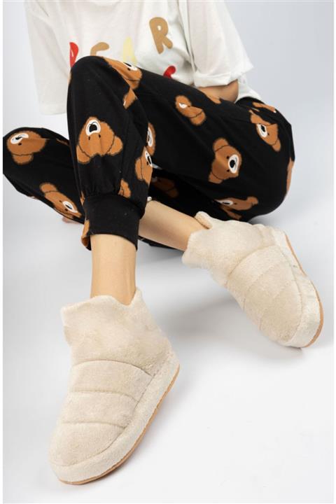 EDS Shoes Peluş Boğazlı Kolay Giyilebilen Yumuşak Taban Pofuduk Ev Botu