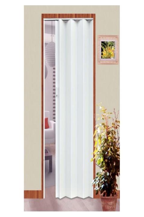 ERİKMANN Beyaz Camsız Tek Açılım 237 X 220 cm Akordiyon Pvc Kapı