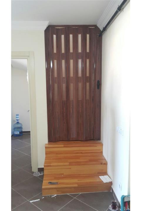 ERİKMANN Katlanır Kapı 87 H250 Camlı Ceviz Pvc Akordiyon