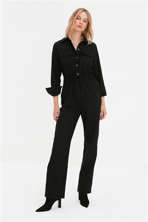 TRENDYOLMİLLA Siyah Tall Düğmeli Tulum TWOAW22TU0086