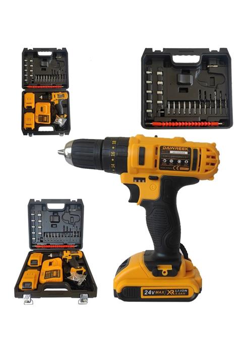 Dawreek 24v 30 Parça Full Setli Darbeli Matkap Çift Batarya, Metal Şanzıman Cordles Drill