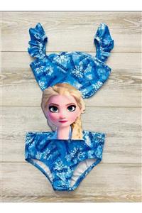 istefani kids Kız Cocuk Elsa Figurlu  Tarz Mayokini