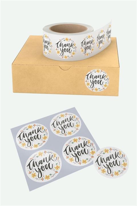 Spacepiks Thank You Sticker Modern Minimal 115 Adet 4 Cm Çapında