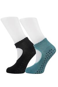 Moyra Socks 2'li Taban Baskılı Bilekli Kadın Yoga Ve Pilates Çorabı