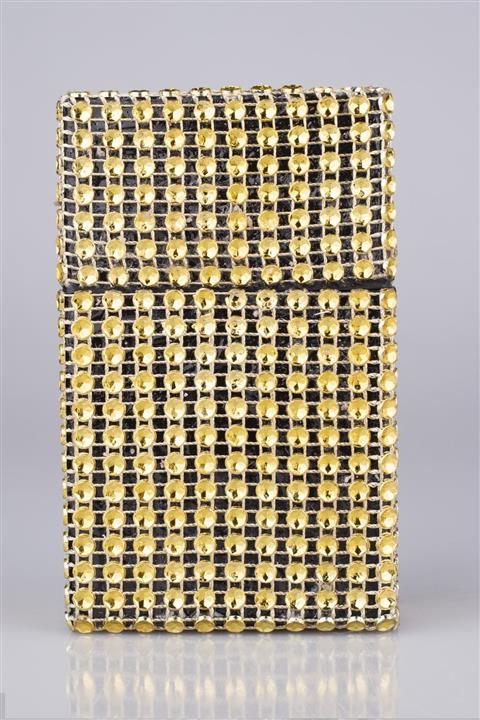 NESGIFT Altın Sarısı Yuvarlak Desen File Kaplama Kalın Sigara Kutusu