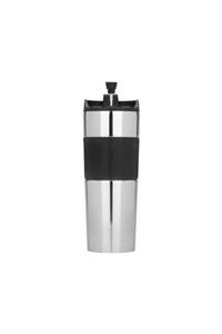 Lotus Lüx French Press Gümüş Paslanmaz Çelik Termos Mug 500 Ml (3 Fonksiyonlu)